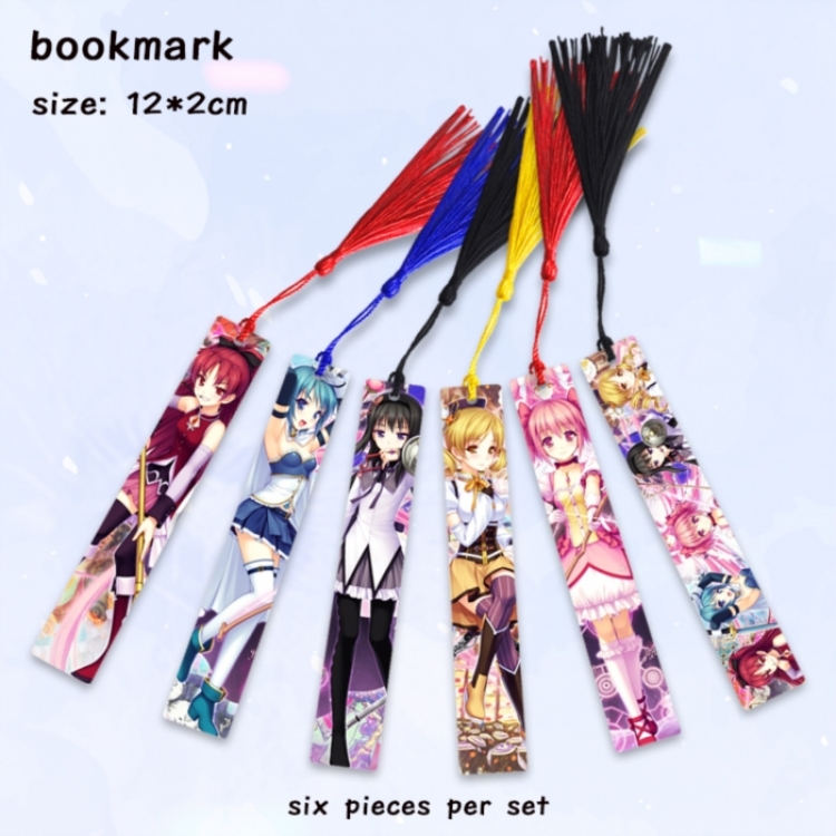 Magical Girl Madoka of the Magus Anime full-color printed metal bookmark pendant 12x2cm a set of 6