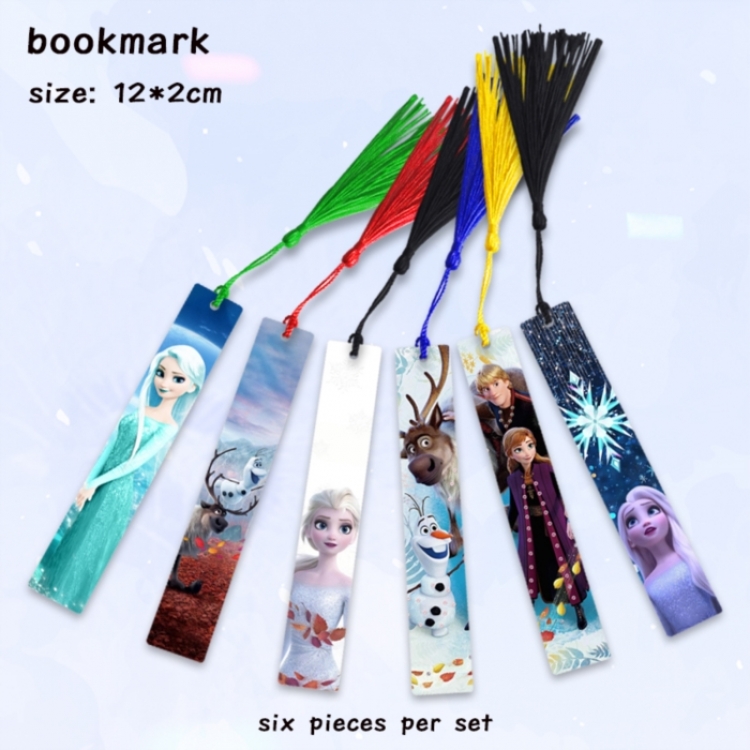 Frozen Anime full-color printed metal bookmark pendant 12x2cm a set of 6