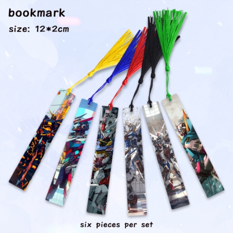 Gundam Anime full-color printed metal bookmark pendant 12x2cm a set of 6