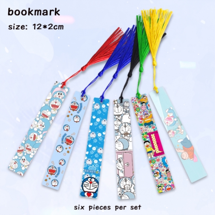 Doraemon Anime full-color printed metal bookmark pendant 12x2cm a set of 6