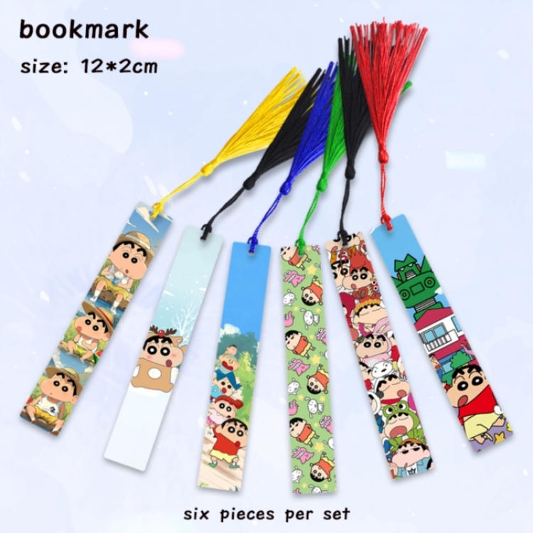 CrayonShin Anime full-color printed metal bookmark pendant 12x2cm a set of 6