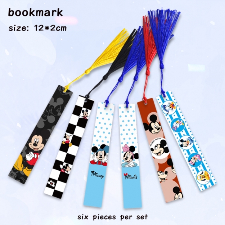 Mickey Anime full-color printed metal bookmark pendant 12x2cm a set of 6