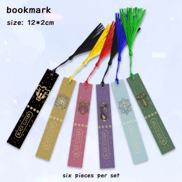 Black Clover Anime full-color printed metal bookmark pendant 12x2cm a set of 6