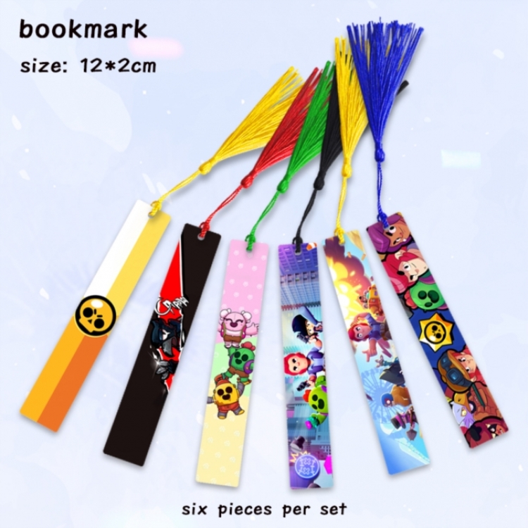 Brawl Stars Frosted Anime full-color printed metal bookmark pendant 12x2cm a set of 6