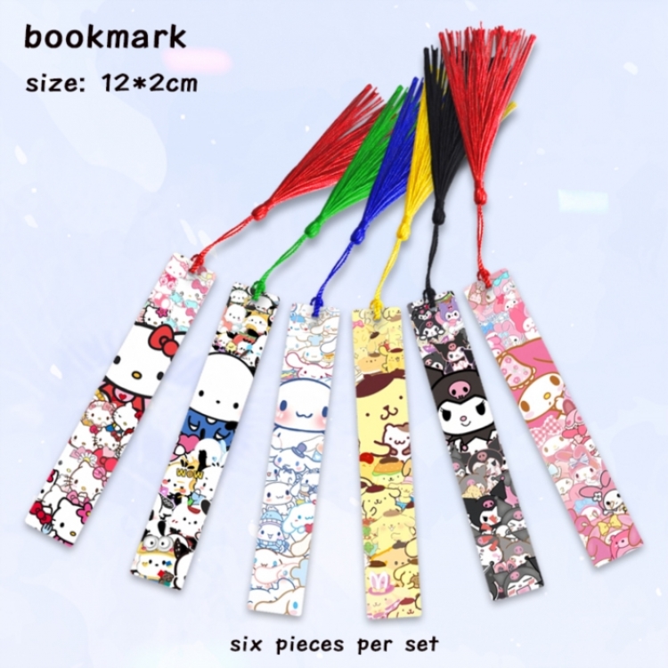 sanrio Anime full-color printed metal bookmark pendant 12x2cm a set of 6