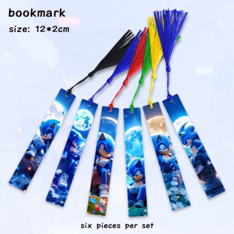 Sonic The Hedgehog Anime full-color printed metal bookmark pendant 12x2cm a set of 6