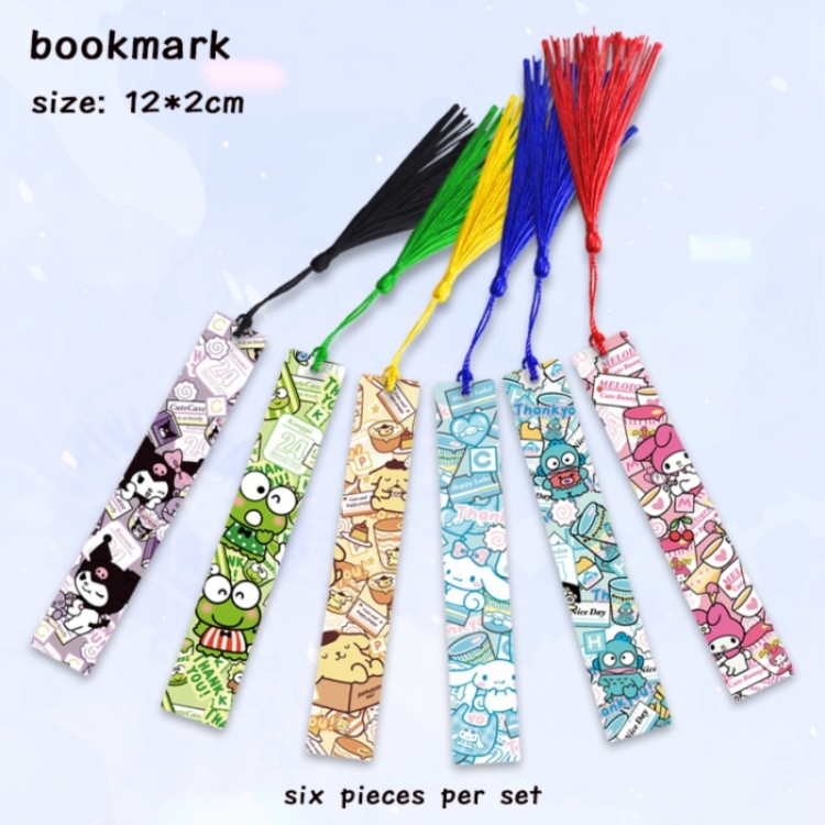sanrio Anime full-color printed metal bookmark pendant 12x2cm a set of 6