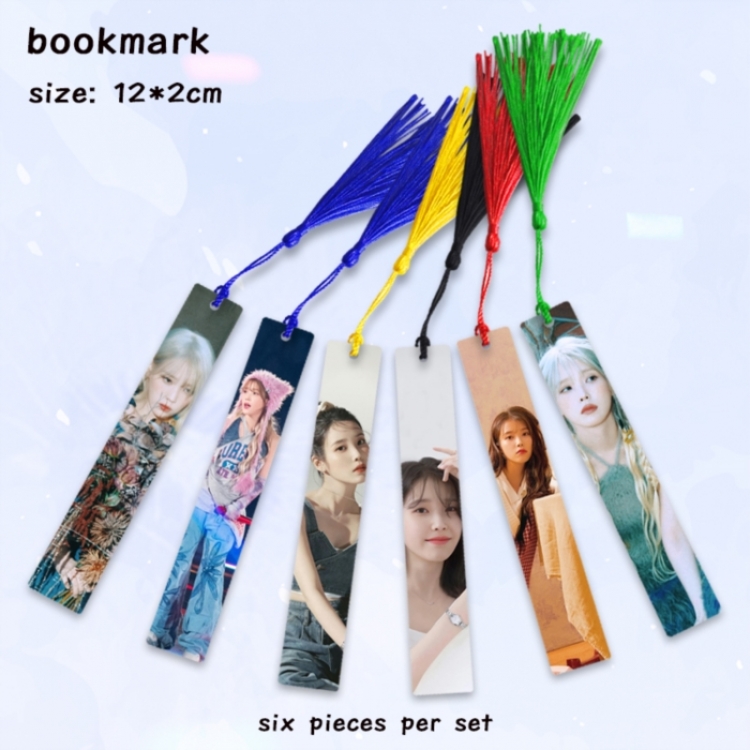 IU Anime full-color printed metal bookmark pendant 12x2cm a set of 6