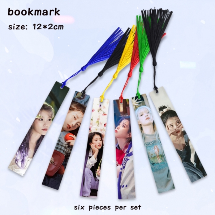 IU Anime full-color printed metal bookmark pendant 12x2cm a set of 6