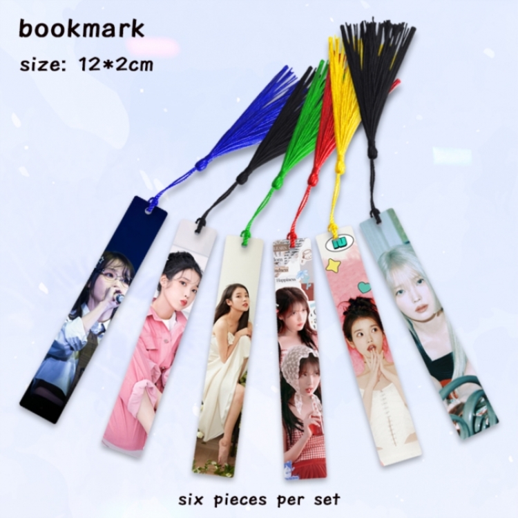 IU Anime full-color printed metal bookmark pendant 12x2cm a set of 6