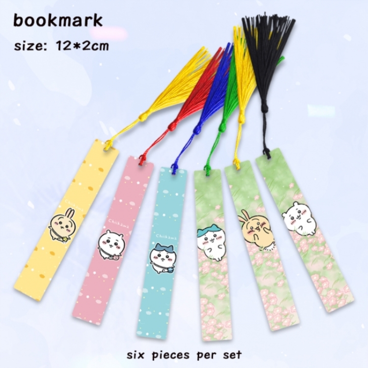 chiikawa Anime full-color printed metal bookmark pendant 12x2cm a set of 6