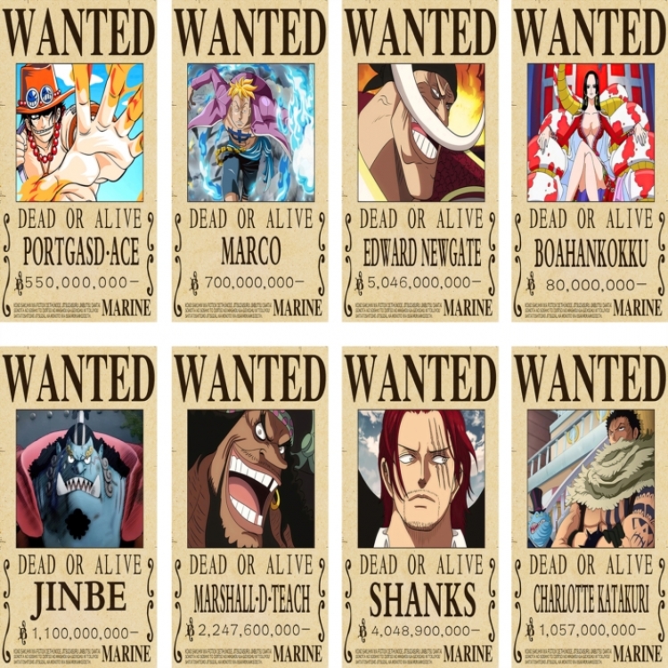 One Piece Embossed poster 8 pcs a set 42X29CM price for 5 sets 