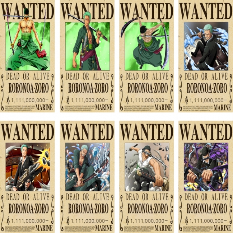 One Piece Embossed poster 8 pcs a set 42X29CM price for 5 sets 