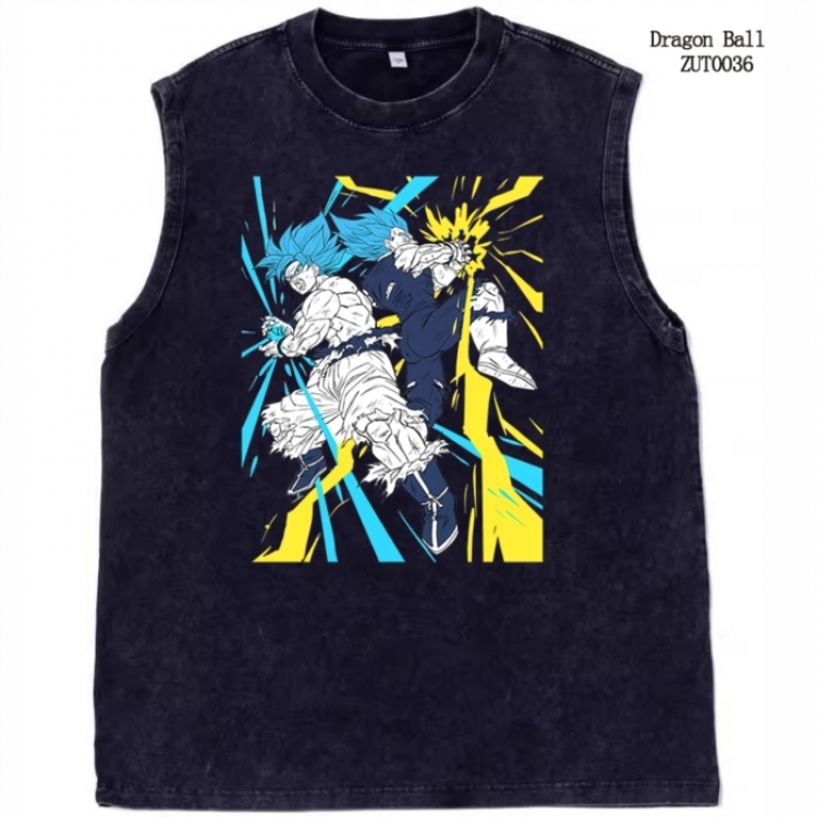 DRAGON BALL Anime peripheral pure cotton washed water used vest T-shirt  from S to 2XL ZUT0036