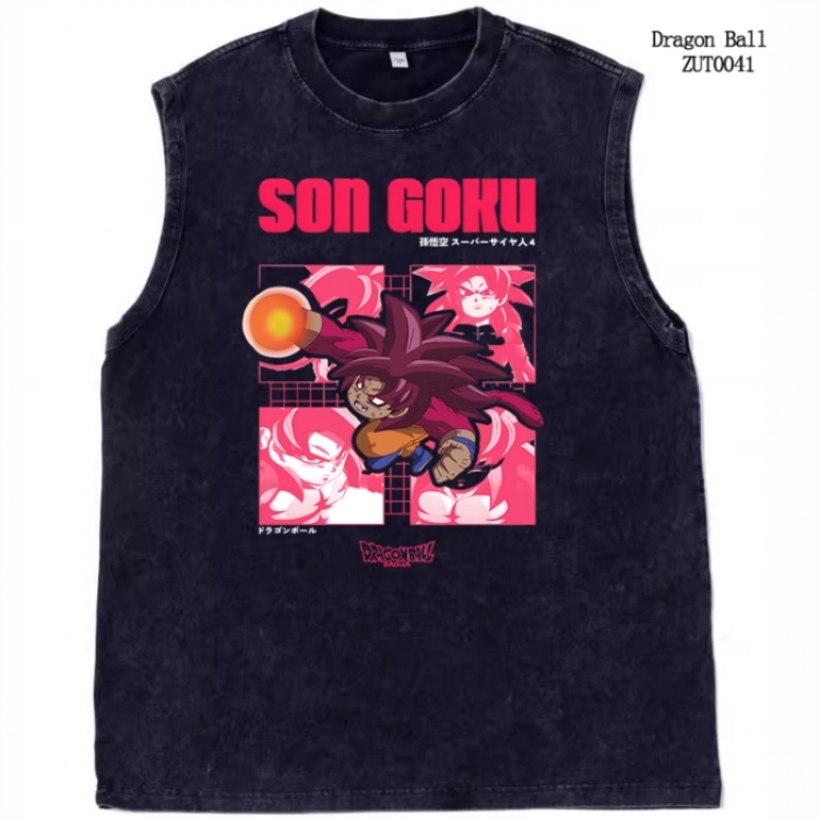 DRAGON BALL Anime peripheral pure cotton washed water used vest T-shirt  from S to 2XL ZUT0041