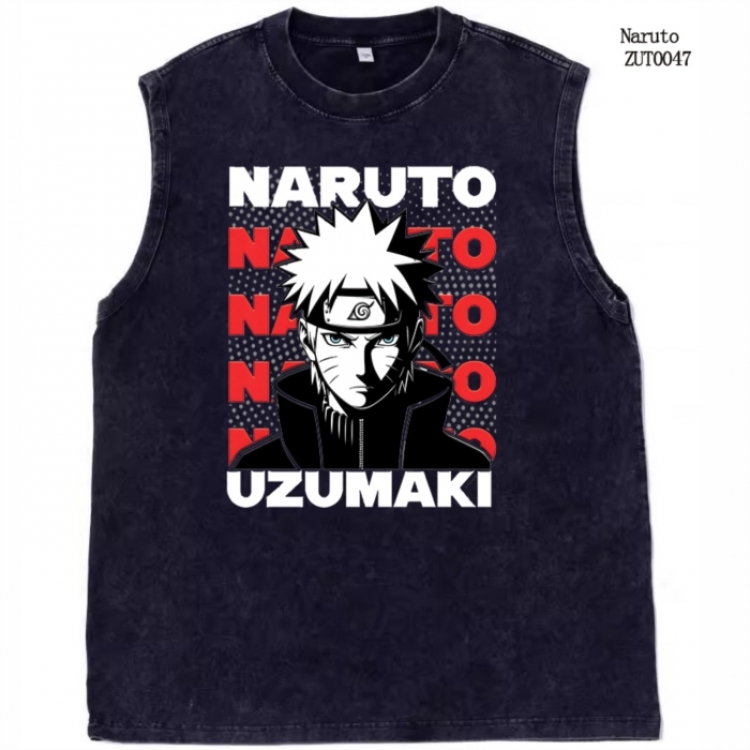 Naruto Anime peripheral printed pure cotton vest T-shirt from S to 2XL ZUT0047