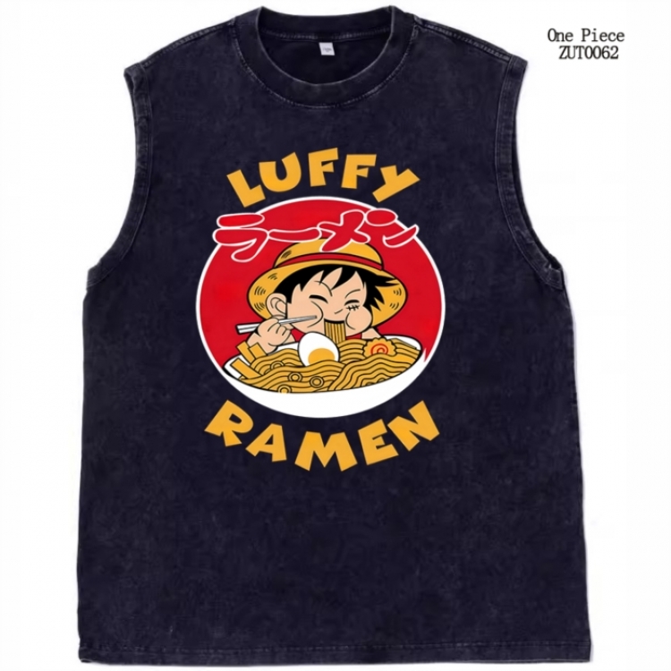 One Piece Anime peripheral pure cotton washed water used vest T-shirt from S to 2XL ZUT0062