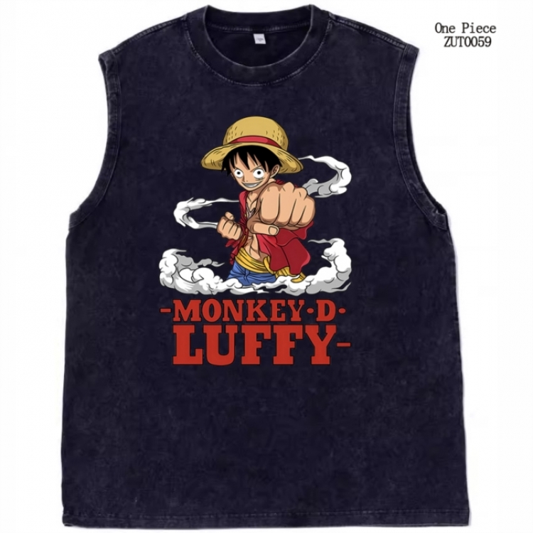 One Piece Anime peripheral pure cotton washed water used vest T-shirt from S to 2XL ZUT0059