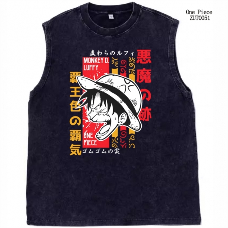 One Piece Anime peripheral pure cotton washed water used vest T-shirt from S to 2XL