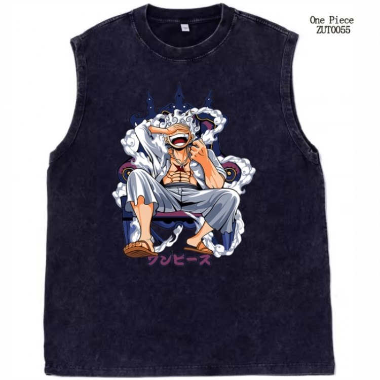 One Piece Anime peripheral pure cotton washed water used vest T-shirt from S to 2XL ZUT0055