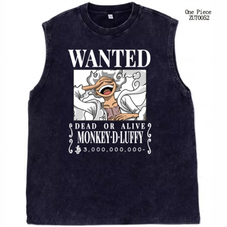 One Piece Anime peripheral pure cotton washed water used vest T-shirt from S to 2XL ZUT0052