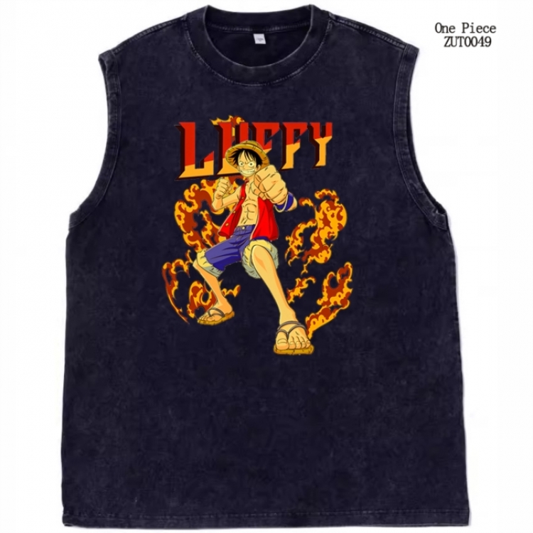 One Piece Anime peripheral pure cotton washed water used vest T-shirt from S to 2XL ZUT0049