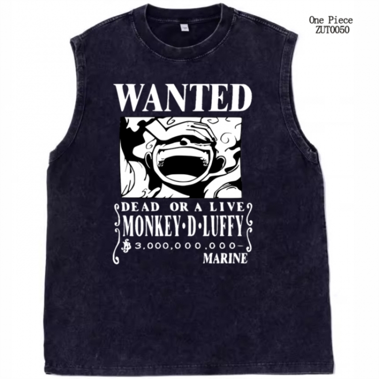 One Piece Anime peripheral pure cotton washed water used vest T-shirt from S to 2XL
