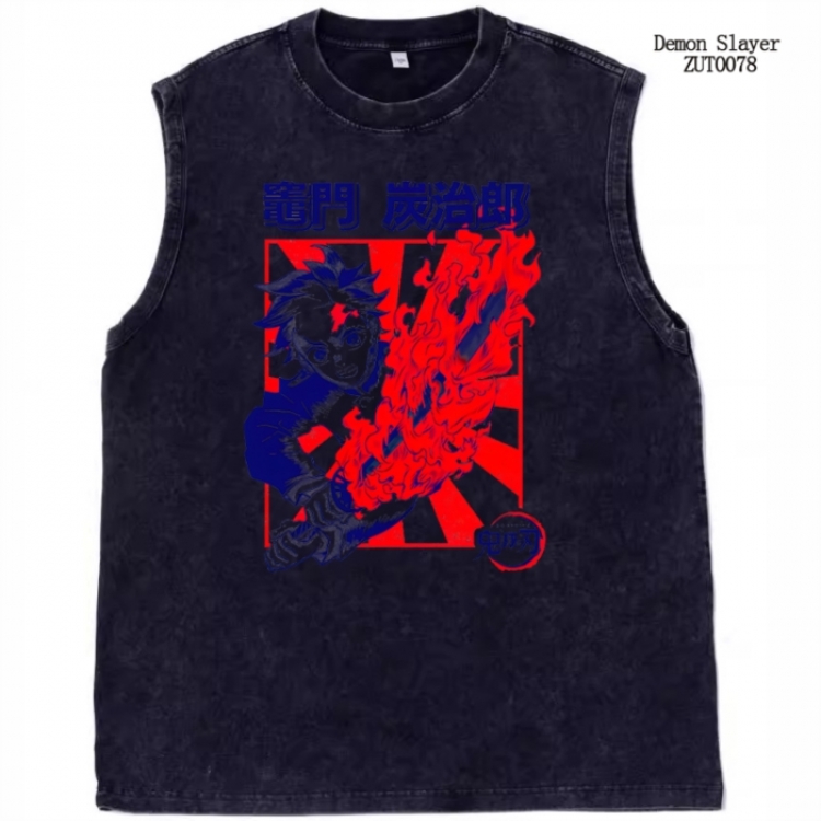 Demon Slayer Kimets Anime peripheral printed pure cotton vest T-shirt from S to 2XL