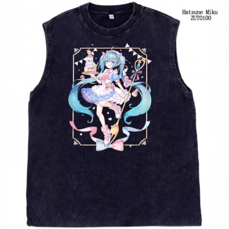 Hatsune Miku Anime peripheral printed pure cotton vest T-shirt from S to 2XL