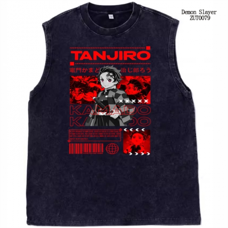 Demon Slayer Kimets Anime peripheral printed pure cotton vest T-shirt from S to 2XL