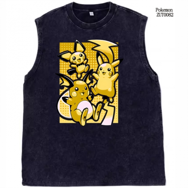 Pokemon Anime peripheral pure cotton washed water used vest T-shirt from S to 2XL