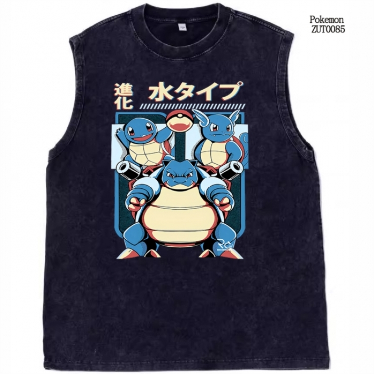 Pokemon Anime peripheral pure cotton washed water used vest T-shirt from S to 2XL