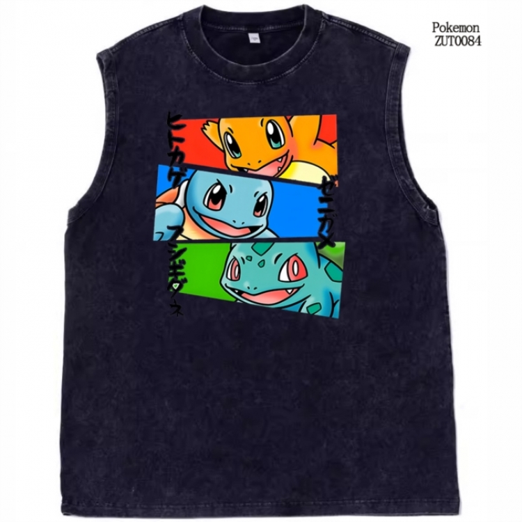 Pokemon Anime peripheral pure cotton washed water used vest T-shirt from S to 2XL