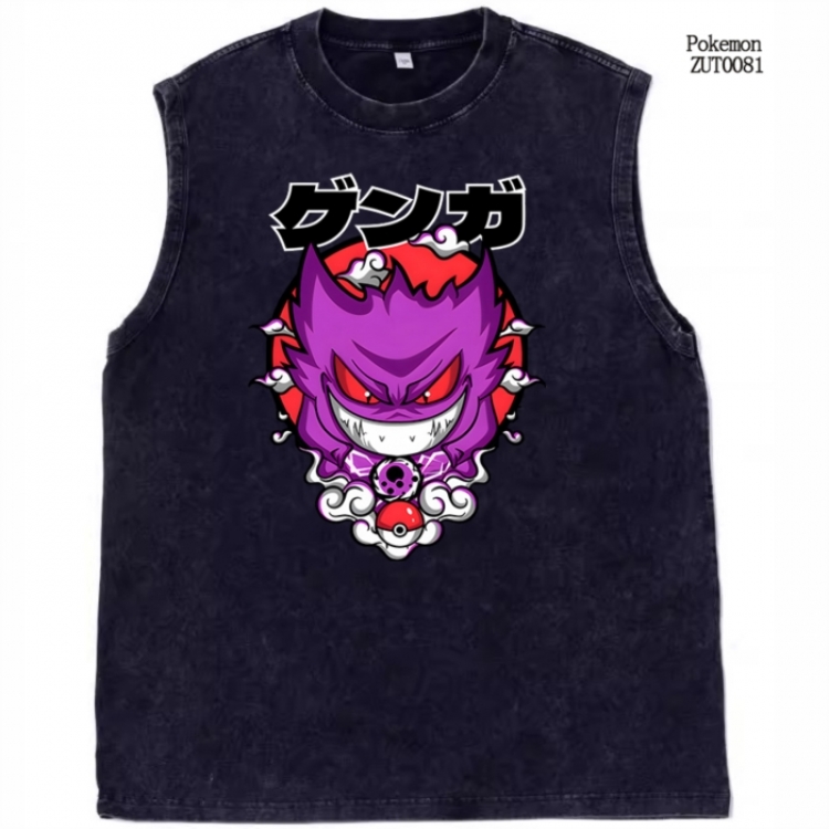 Pokemon Anime peripheral pure cotton washed water used vest T-shirt from S to 2XL