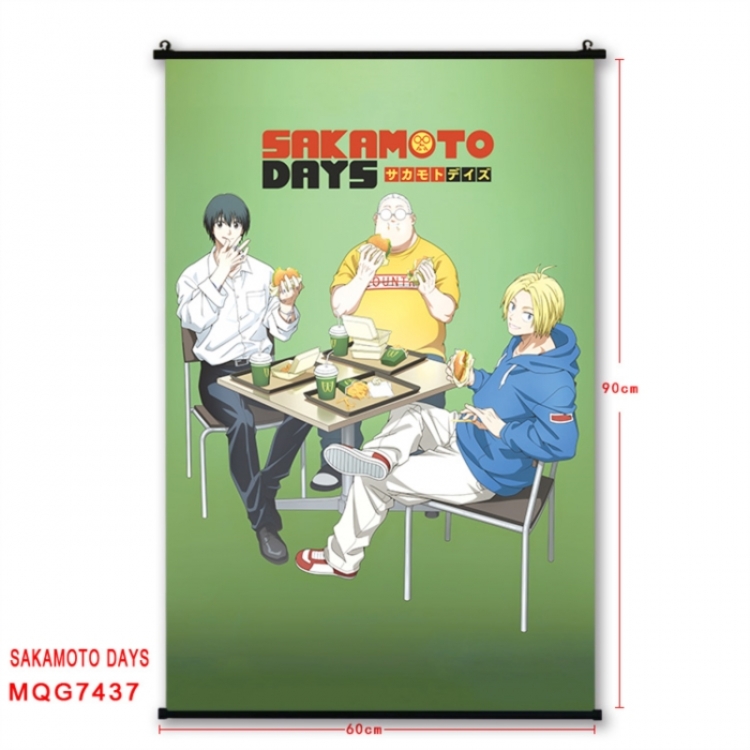 SAKAMOTO DAYS Anime black Plastic rod Cloth painting Wall Scroll 60X90CM MQG7437