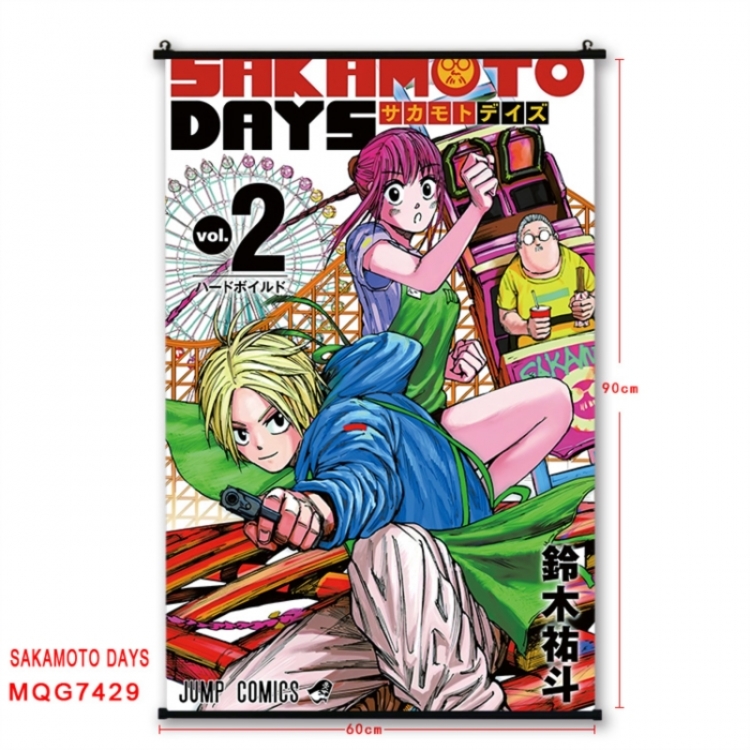 SAKAMOTO DAYS Anime black Plastic rod Cloth painting Wall Scroll 60X90CM MQG7429