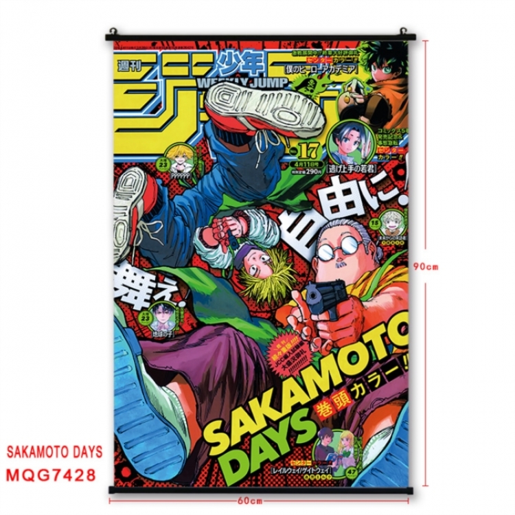 SAKAMOTO DAYS Anime black Plastic rod Cloth painting Wall Scroll 60X90CM MQG7428