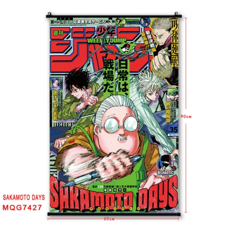 SAKAMOTO DAYS Anime black Plastic rod Cloth painting Wall Scroll 60X90CM MQG7427