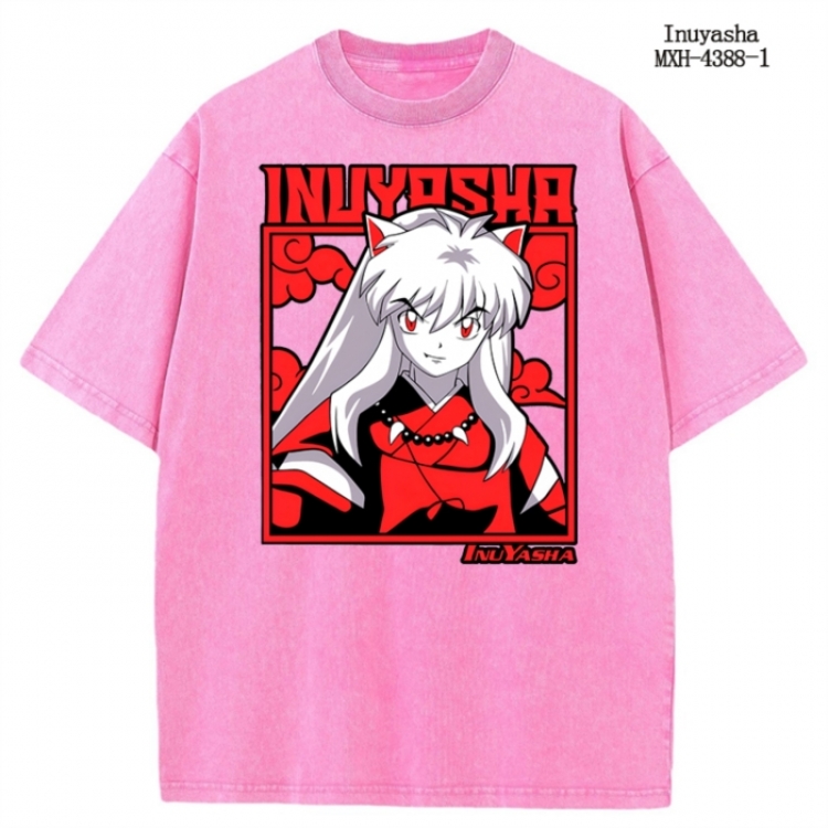 Inuyasha Anime peripheral pure cotton washed and worn T-shirt from S to 2XL MXH-4388-1
