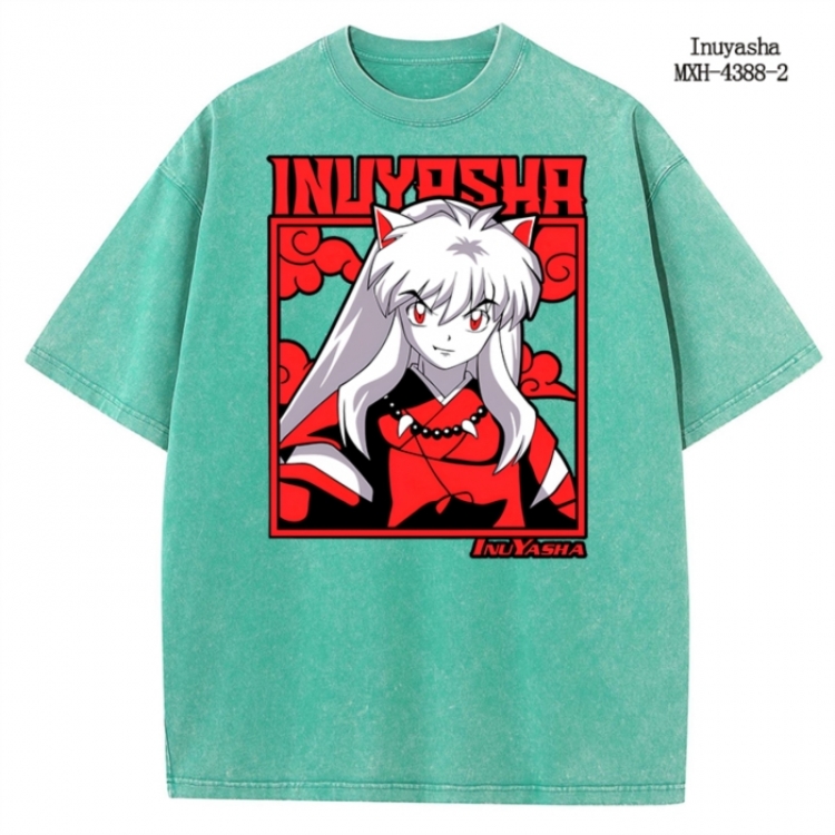 Inuyasha Anime peripheral pure cotton washed and worn T-shirt from S to 2XL MXH-4388-2
