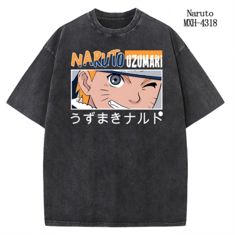 Naruto Anime peripheral pure cotton washed and worn T-shirt from S to 2XL  MXH-4318