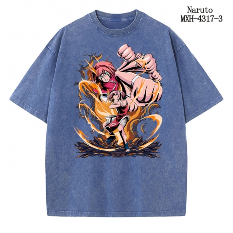 Naruto Anime peripheral pure cotton washed and worn T-shirt from S to 2XL  MXH-4317-3