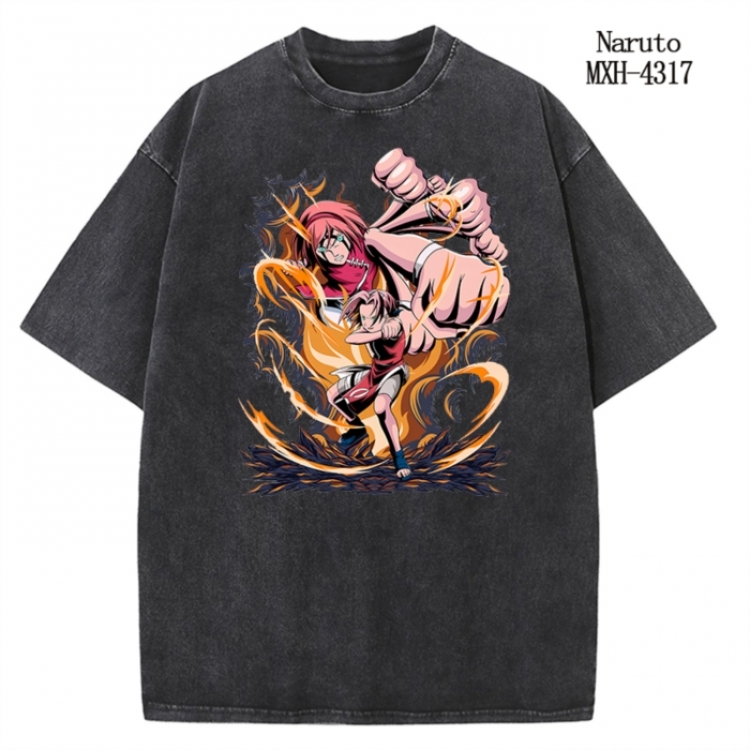 Naruto Anime peripheral pure cotton washed and worn T-shirt from S to 2XL MXH-4317