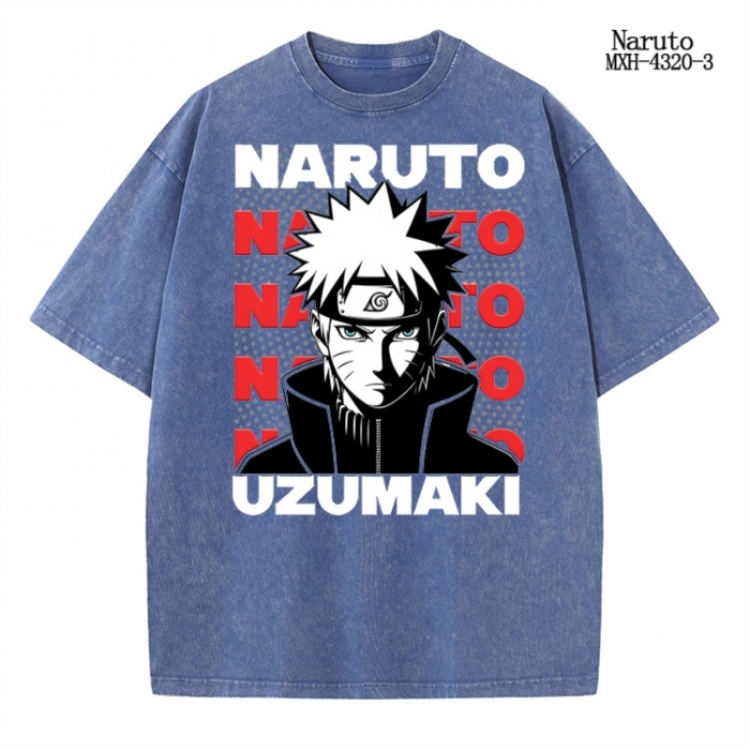 Naruto Anime peripheral pure cotton washed and worn T-shirt from S to 2XL  MXH-4320-3