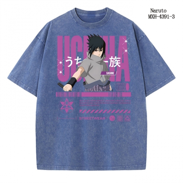 Naruto Anime peripheral pure cotton washed and worn T-shirt from S to 2XL  MXH-4391-3