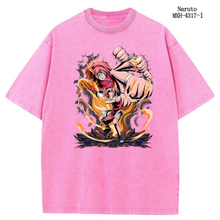 Naruto Anime peripheral pure cotton washed and worn T-shirt from S to 2XL  MXH-4317-1