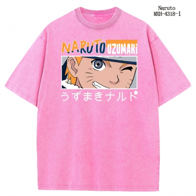 Naruto Anime peripheral pure cotton washed and worn T-shirt from S to 2XL MXH-4318-1
