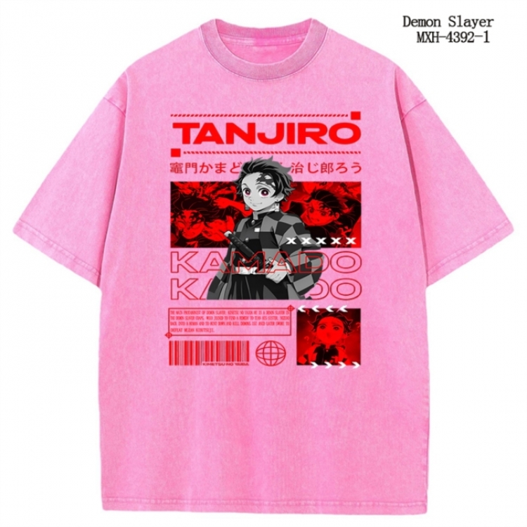 Demon Slayer Kimets Anime peripheral pure cotton washed and worn T-shirt from S to 2XL MXH-4392-1