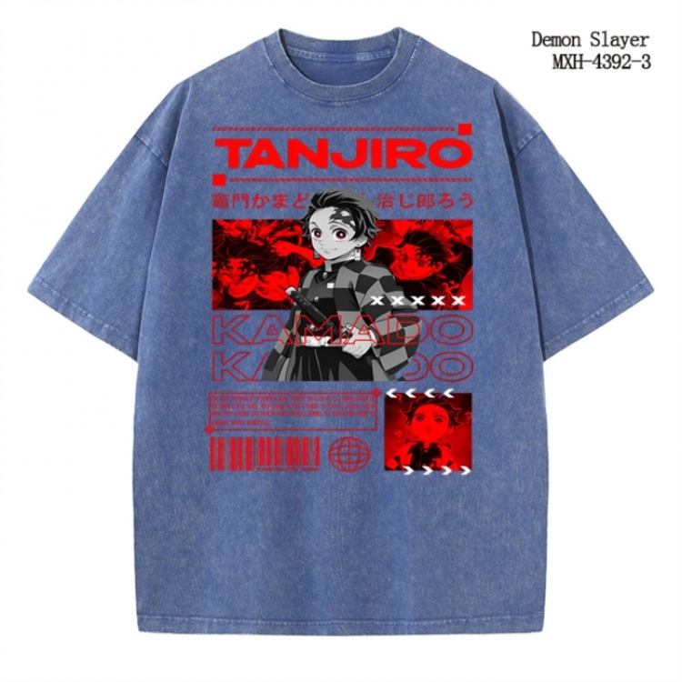 Demon Slayer Kimets Anime peripheral pure cotton washed and worn T-shirt from S to 2XL MXH-4392-3