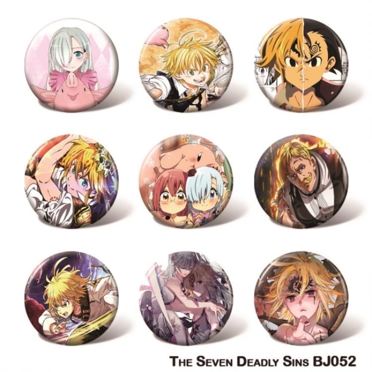 The Seven Deadly Sins Anime tin chest badge with a diameter of 58mm a set of 9